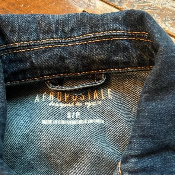 Aeropostale Dark Blue Denim Jacket pit 17 length 19 - Picture 4 of 4